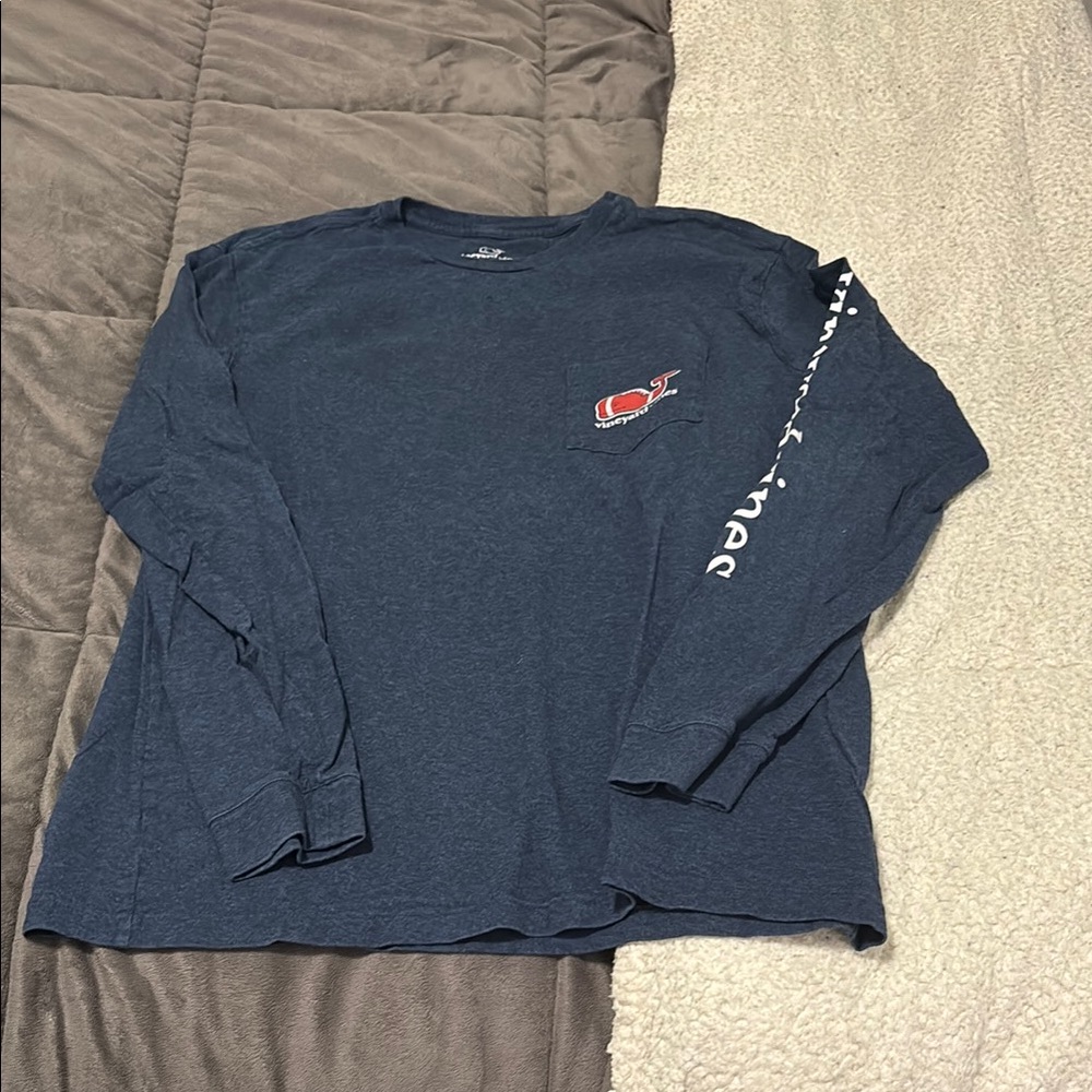 Men's Blue Vineyard Vines football Long Sleeve Shirt